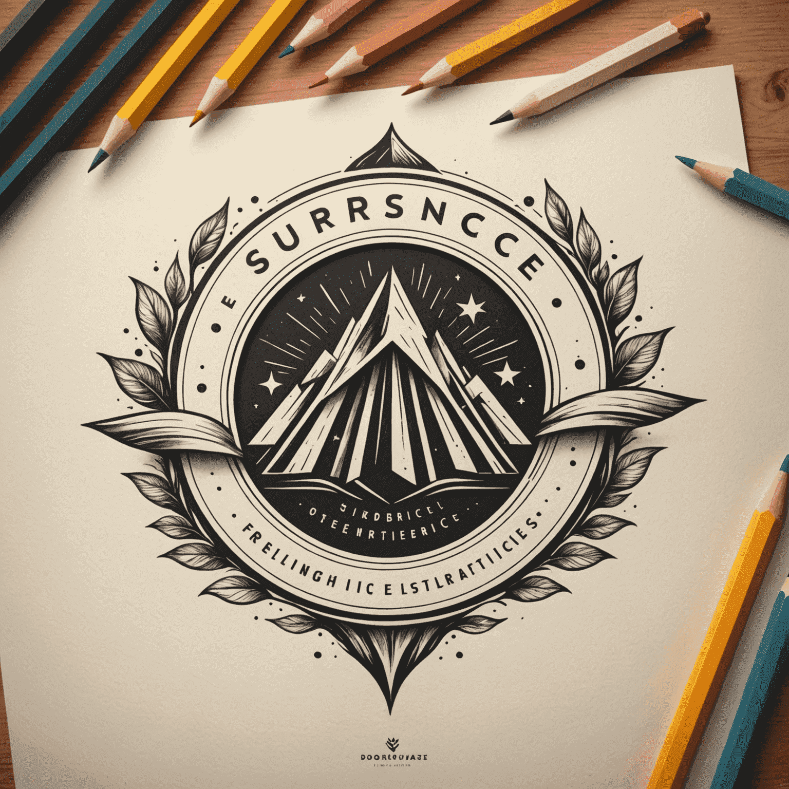 A stylized pencil drawing a unique and memorable logo, symbolizing the creative process of logo design for startups and enterprises