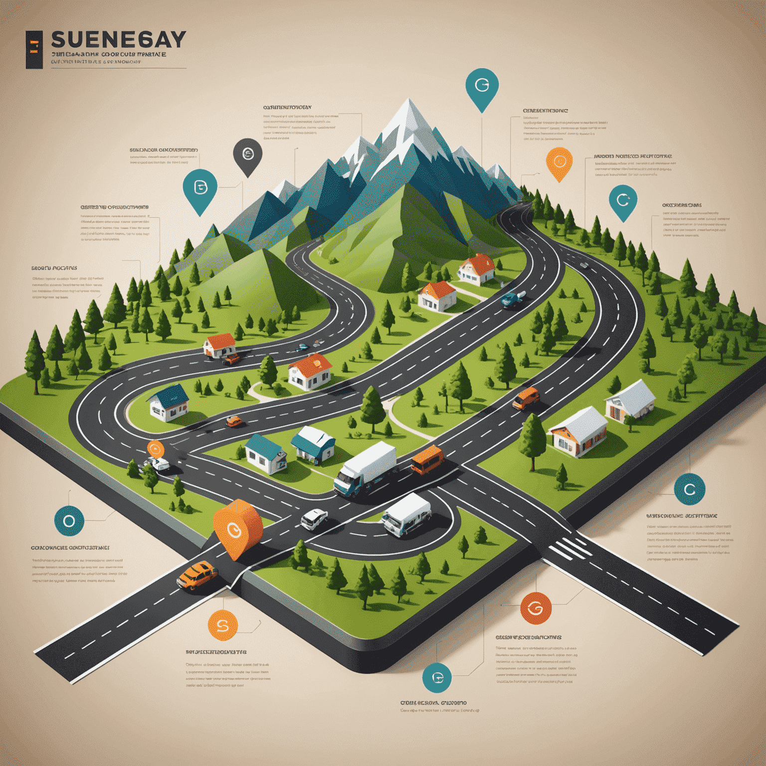 A strategic roadmap with various branding elements, representing a comprehensive brand strategy for business growth