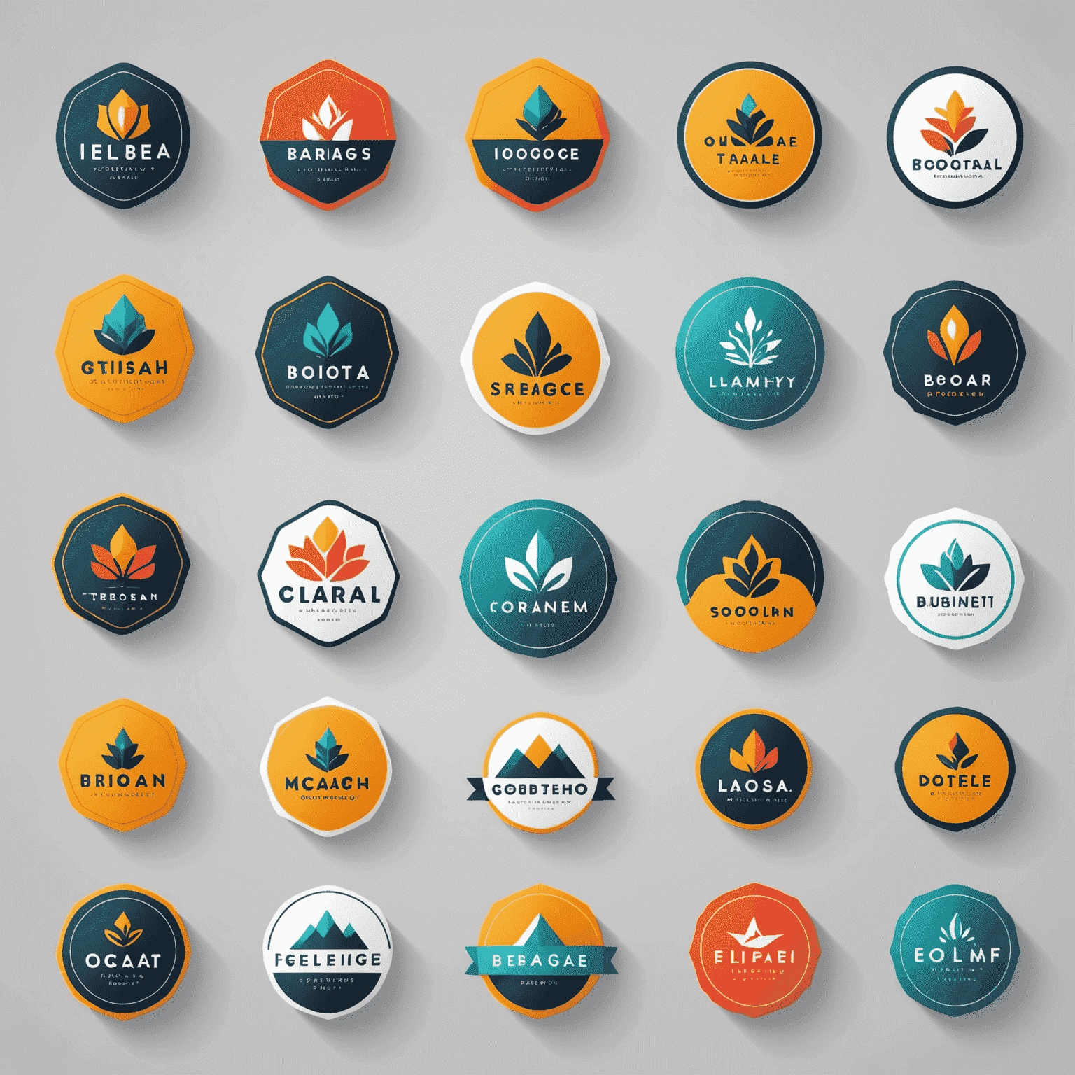 A collection of vibrant, modern logo designs showcasing various styles and industries, demonstrating the versatility and creativity of our logo design service