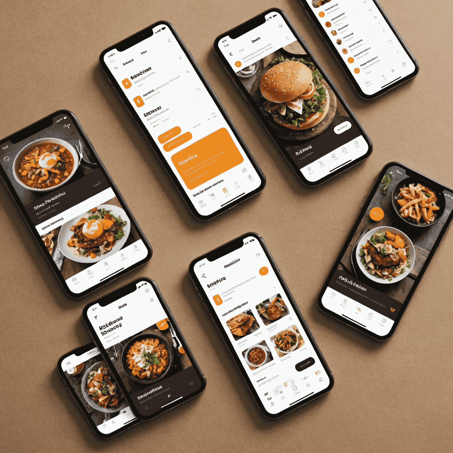 A collage showing the evolution of a food delivery app's interface and branding, from basic to sleek and user-friendly