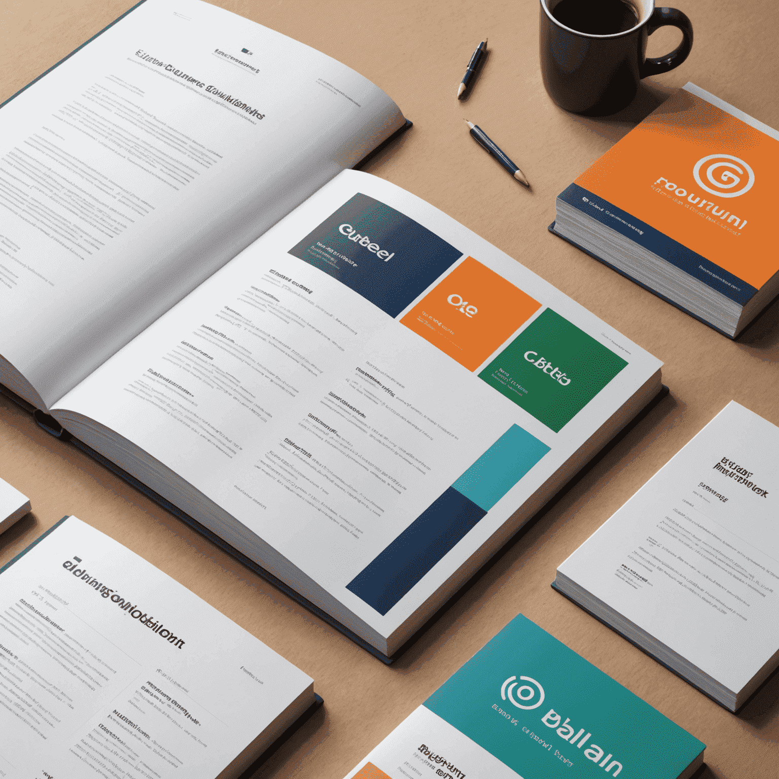 An open brand guidelines book showcasing various sections like logo usage, color palette, and typography rules, emphasizing brand consistency